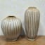 Tan Fluted Ceramic Vase, 6x7