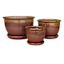 Set of 3 Red Bella Outdoor Planter with Saucer
