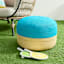 Turquoise & Tan Color Block Hermosa Outdoor Pouf, 23"
