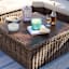 Highland Chunky Brown Wicker with Bronze Metal Top Storage Patio Coffee Table