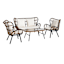 Found & Fable Mila 4-Piece Seating Set Black & Tan with Natural Canvas Cushions