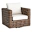 Highland Brown Wicker with Sand Cushions Swivel Patio Armchair