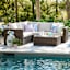 Highland Brown Wicker with Sand Cushions Corner Patio Chair
