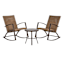 Winslow 3-Piece Padded Wicker Rocking Patio Chat Set, Brown