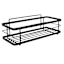 Keller Black Rectangle Shower Shelf with Adhesive Sticker Hooks