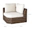 Highland Brown Wicker with Sand Cushions Corner Patio Chair