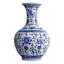 Blue Floral Ceramic Bottle Vase, 16"