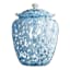 Providence Blue & White Frit Glass Ginger Jar, 12"