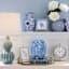 Providence Blue & White Frit Glass Ginger Jar, 12"