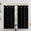 Black Small Tiered Window Curtain Panel Set with Buttons, 54x36