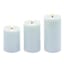 3-Pack Blue LED Pillar Candles, 3x4/3x5/3x6