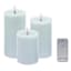 3-Pack Blue LED Pillar Candles, 3x4/3x5/3x6