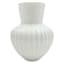 White Ribbed Glass Vase, 7.8"