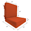 2-Piece Terracotta Canvas Outdoor Deep Seat Cushion
