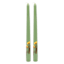 2-Pack Yellow Dried Flower Embedded Green Taper Candles, 10"