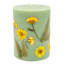 Yellow Dried Flower Embedded Green Pillar Candle, 3x4
