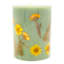 Yellow Dried Flower Embedded Green Pillar Candle, 3x4
