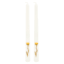 2-Pack White Dried Flower Embedded Taper Candles, 10"