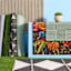 (E492) Found & Fable Palma Green Lines Outdoor Area Rug, 5x7