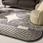 (B894) Back & Beige Oval Geometric Area Rug, 5x7