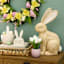 Homespun Easter White Tulips in Purple Ceramic Pot, 8"
