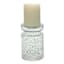 Clear Seeded Glass Pillar Candle Holder, 6"