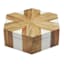 Natural Wood & White Resin Inlay Hexagon Decorative Box, 12"