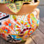 Hand Painted Talavera Multicolor Patterned Ceramic Outdoor Planter, Medium