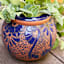 Hand Painted Cobalt Terra Outdoor Planter, Small