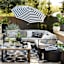 Black Awning Stripe Crank & Tilt Round Patio Umbrella, 9'