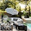 Crosby St. Black Hermosa Outdoor Pouf, 20"