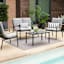 Crosby St. Porter 4-Piece Graphite Metal with Stone Cushions Seating Patio Set