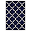 (D626) Brading Navy Blue Trellis Area Rug, 7x9