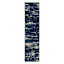 (D627) Andover Navy Blue Abstract Runner, 2x7