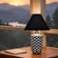 Black & White Chevron Small Table Lamp with Empire Shade, 20"