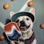 Pickleball Players Puppy Canvas Wall Art, 12"