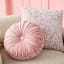 Holan Blush Pink Pleated Velvet Round Throw Pillow, 16"