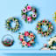 Pink Butterfly Basket Wreath, 16"