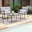 Crosby St. Porter 4-Piece Graphite Metal with Stone Cushions Seating Patio Set