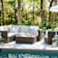 Grey & Blue Fifer Striped Outdoor Area Rug, 5x7