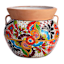 Hand Painted Talavera Multicolor Patterned Ceramic Outdoor Planter, Medium