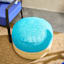 Turquoise & Tan Color Block Hermosa Outdoor Pouf, 23"