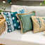 Honeybloom Dark Green Flowers Woven Outdoor Throw Pillow, 18"