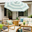 Honeybloom Forest Green Multi Stripe Crank & Tilt Round Patio Umbrella, 9'