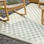 (E536) Honeybloom Green Checkerboard Area Rug, 8x10