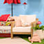 Haven Blonde Acacia Wood with Natural Canvas Cushions Patio Armchair