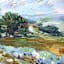 Framed Fieldscape with Handpaint Wall Art, 18x24