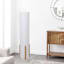 Off White Shade Uplight with Brown Wood Trim, 43"