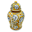 Yellow & Blue Handpainted Floral Ceramic Ginger Jar, 10.5''