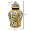 Yellow & Blue Handpainted Floral Ceramic Ginger Jar, 10.5''